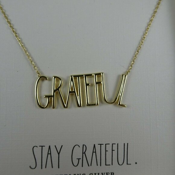 New Rae Dunn GRATEFUL Necklace 14K Gold Plated - Picture 5 of 8